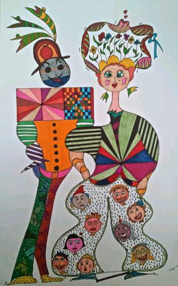 The Wedding 24" x 36" Watercolor and Acrylic